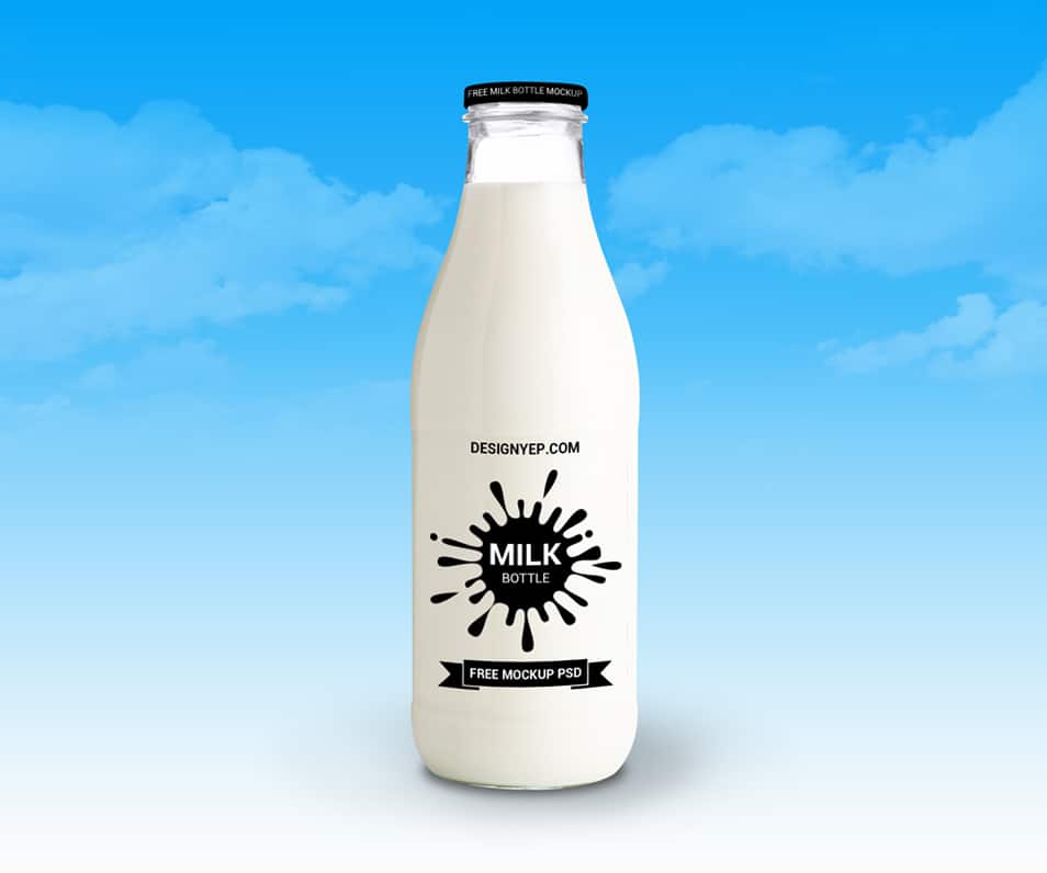 Free Milk Bottle Mockup PSD