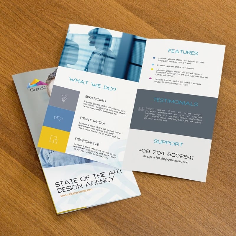 Free Professional PSD Mockup of Two Bifold Flyers