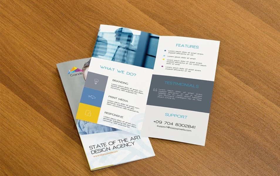 Free Professional PSD Mockup of Two Bifold Flyers