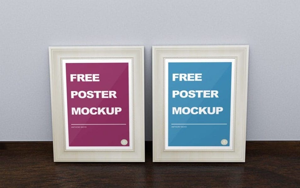 Free Realistic Poster Frame Mockup