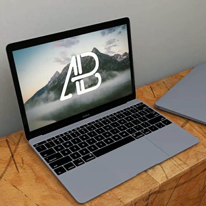 Free Realistic Space Grey Macbook Mockup