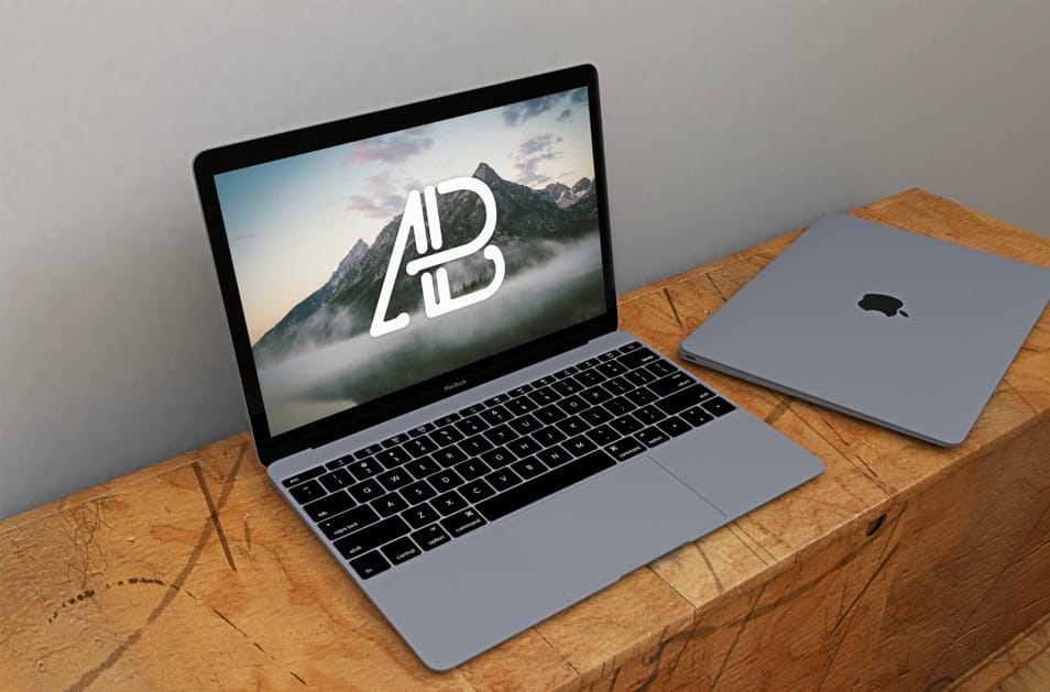 Free Realistic Space Grey Macbook Mockup
