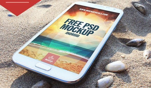 Free Samsung Note 2 Mockup Beach