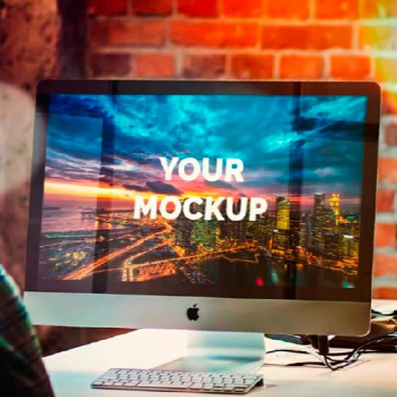 Free iMac 27-Inch Office Mockup