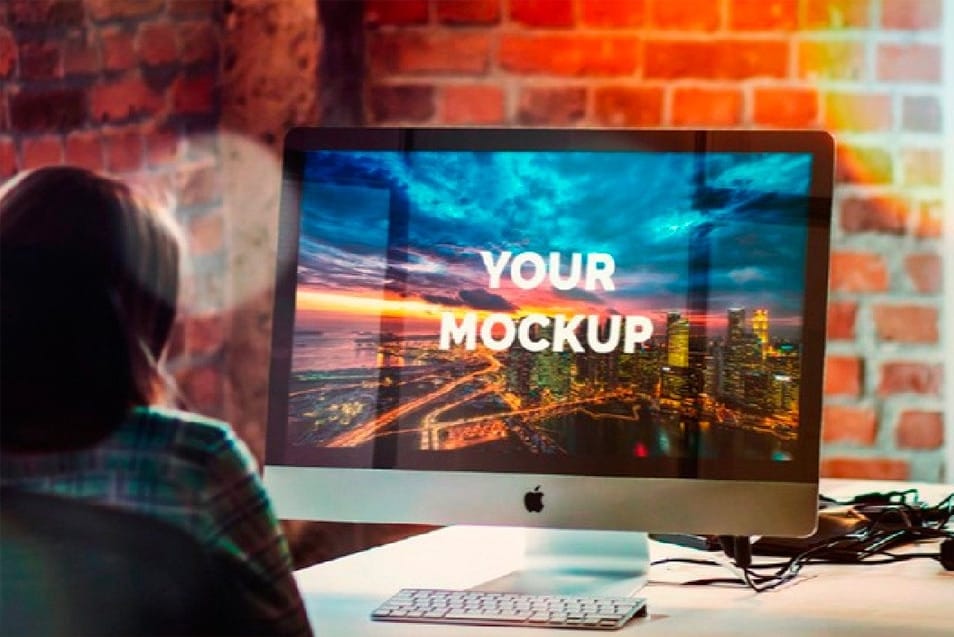 Free iMac 27-Inch Office Mockup