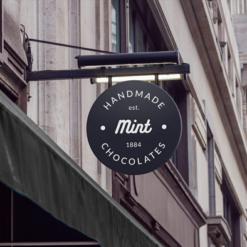 Hanging Wall Sign Mockup