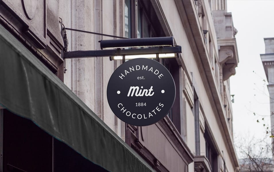 Hanging Wall Sign Mockup