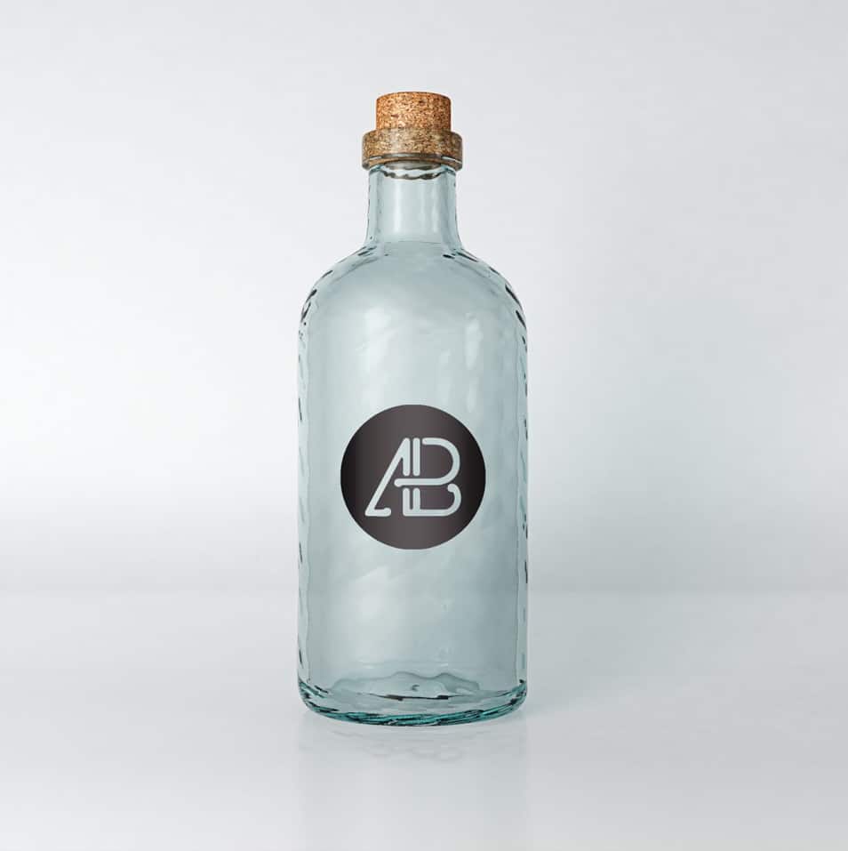 Realistic Glass Bottle Mockup