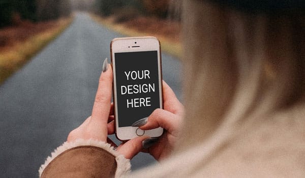 Woman Holding iPhone Mockup