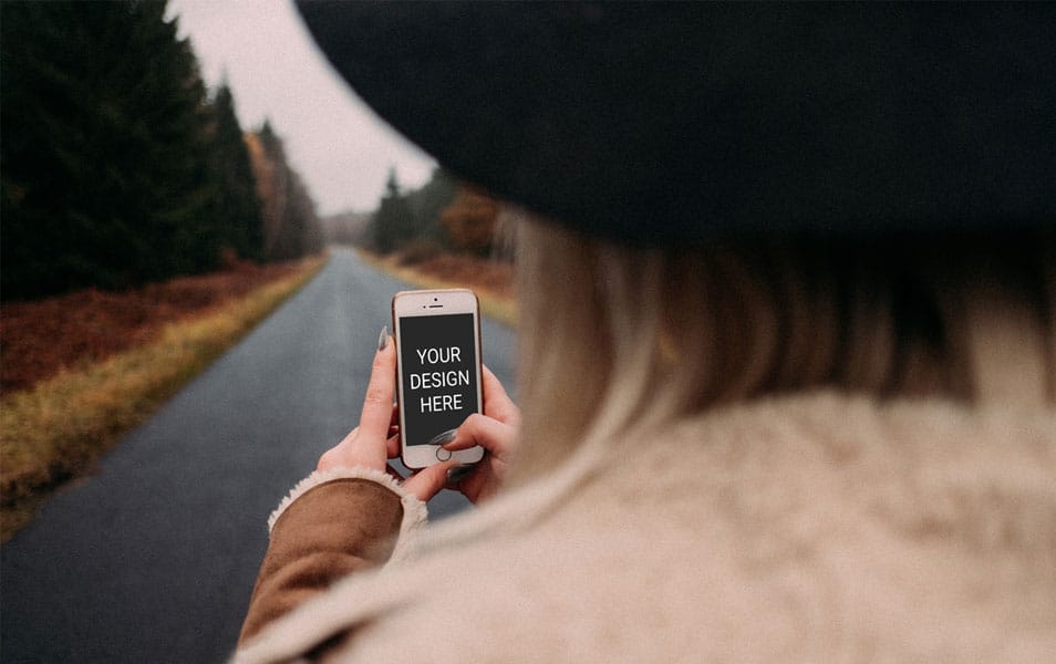 Woman Holding iPhone Mockup