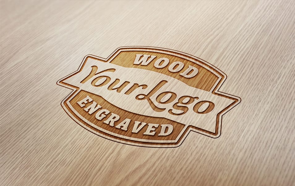 Wood Engraved Logo MockUp
