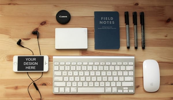 iPhone with Keyboard Mockup