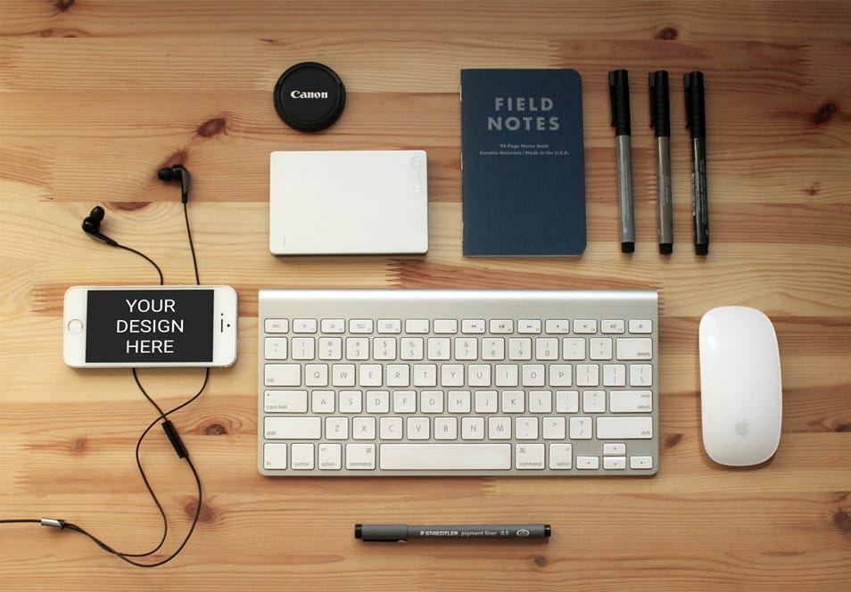 iPhone with Keyboard Mockup