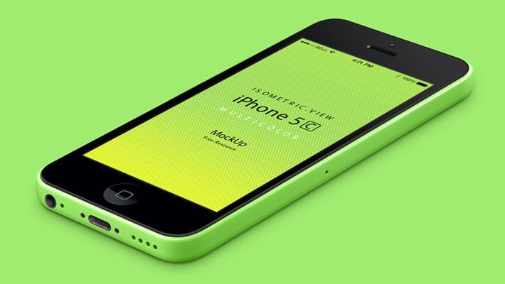 3D View iPhone 5C PSD Vector Mockup