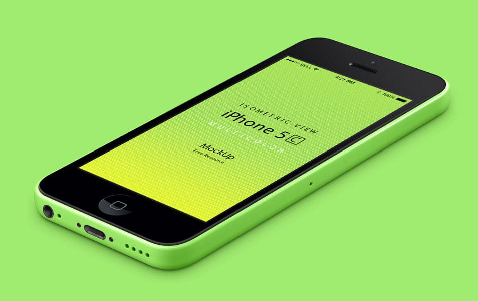 3D View iPhone 5C PSD Vector Mockup