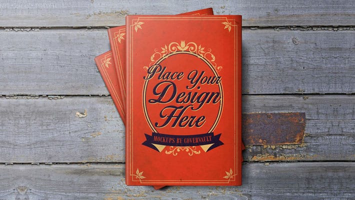 6 x 9 Book with Dust Jacket on Wood Deck Mockup