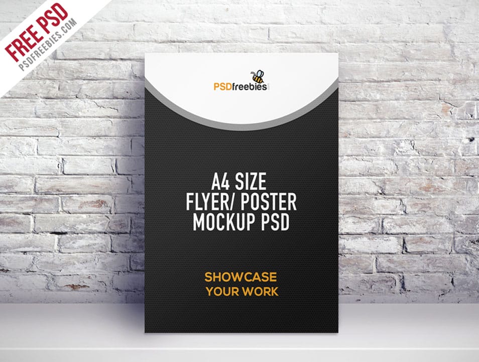 A4 Size Flyer Poster Mockup PSD