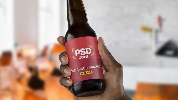 Beer Bottle Label Mockup PSD