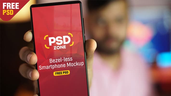 Bezel-less Smartphone Mockup PSD