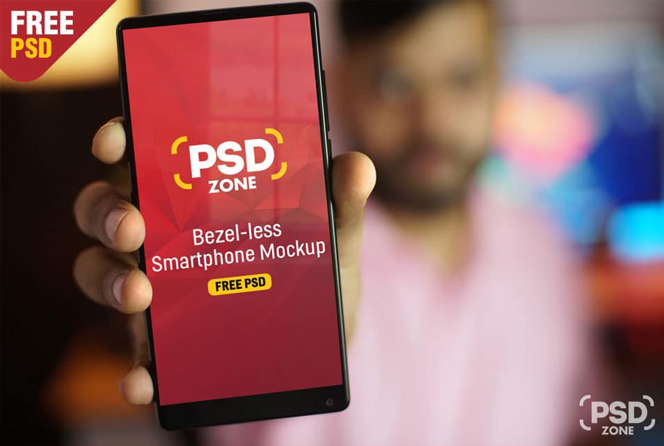 Bezel-less Smartphone Mockup PSD