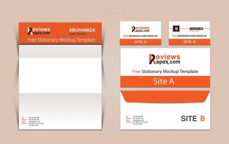 Brand Identity Business Card, Letterhead & Envelope Mockup