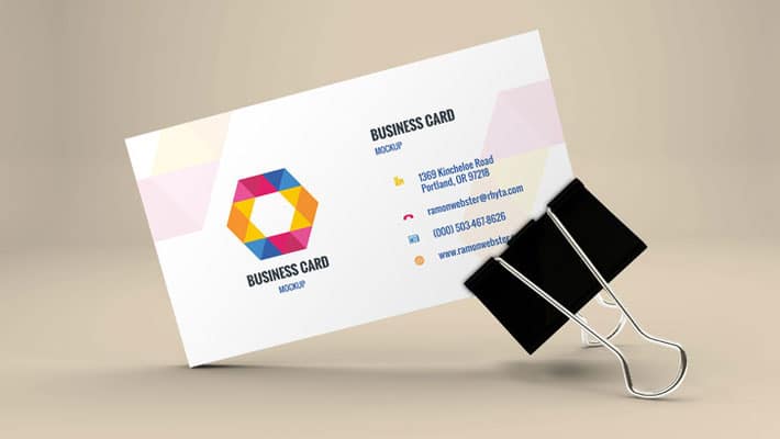 Business Card Mockup In Binder Clip