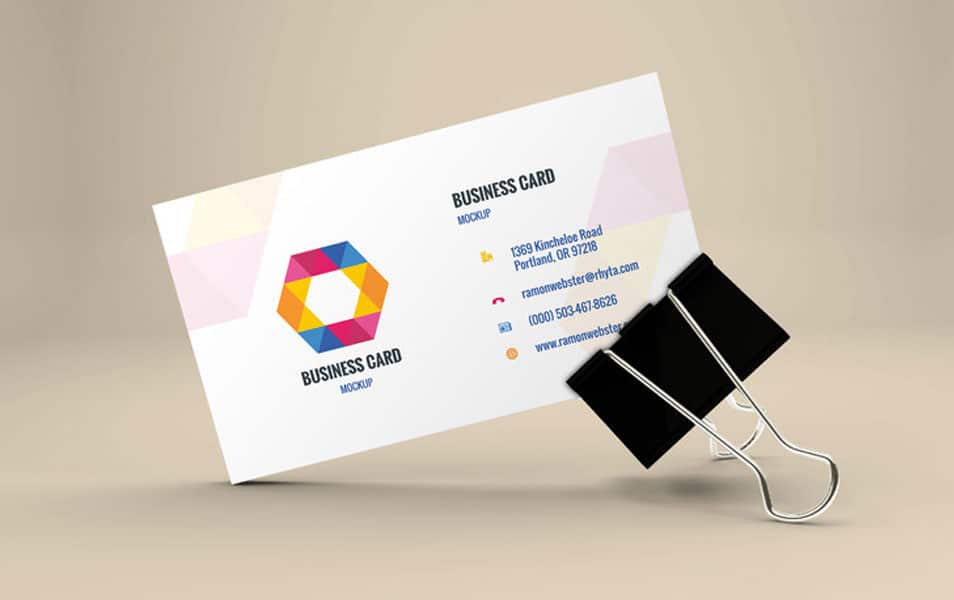 Business Card Mockup In Binder Clip