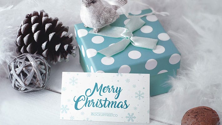 Business Card in Christmas Scenery Mockup