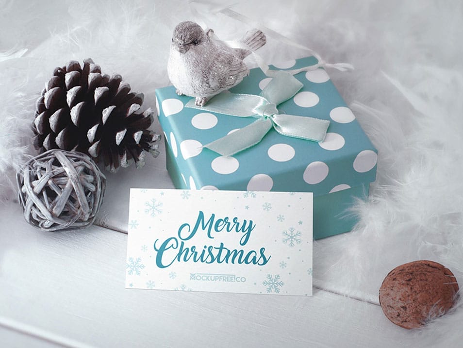 Business Card in Christmas Scenery Mockup