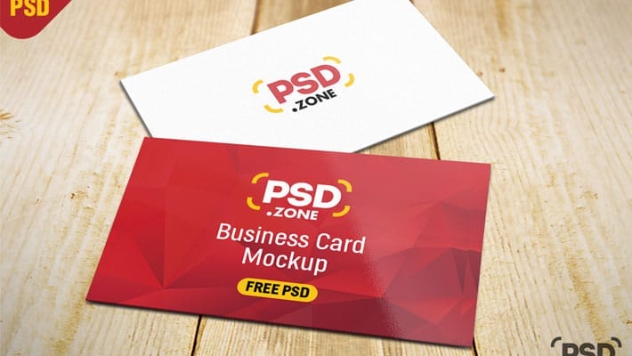 Business Card on Table Mockup PSD