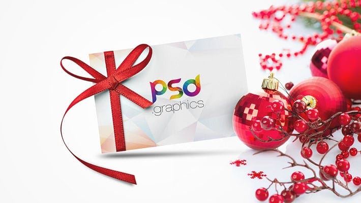 Christmas Gift Card Mockup Free PSD