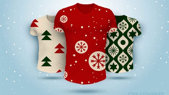 Christmas T-Shirts Collection Free PSD Mockup