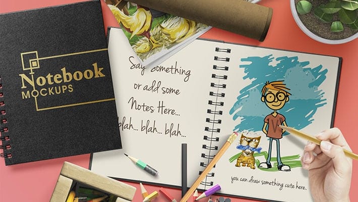 Customizable Notebook or Sketchbook Mockups