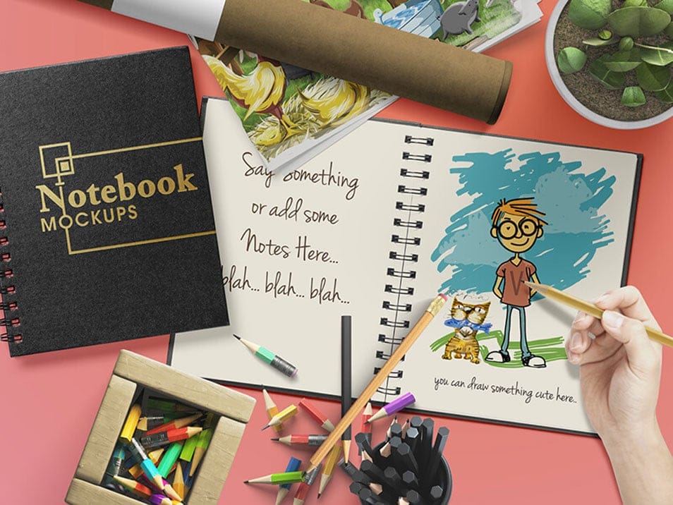 Customizable Notebook or Sketchbook Mockups