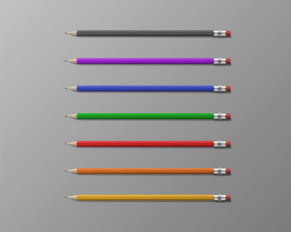Editable Pencils Free PSD Mockup