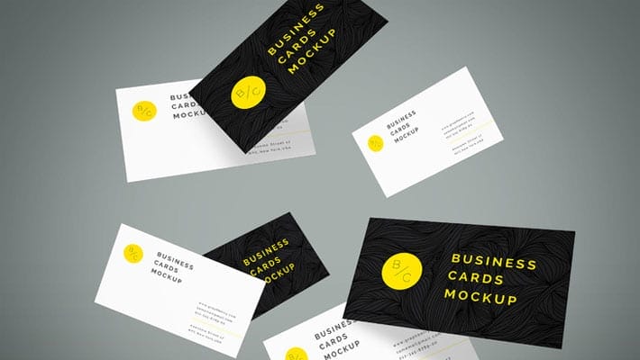 Flying Business Cards Mockup