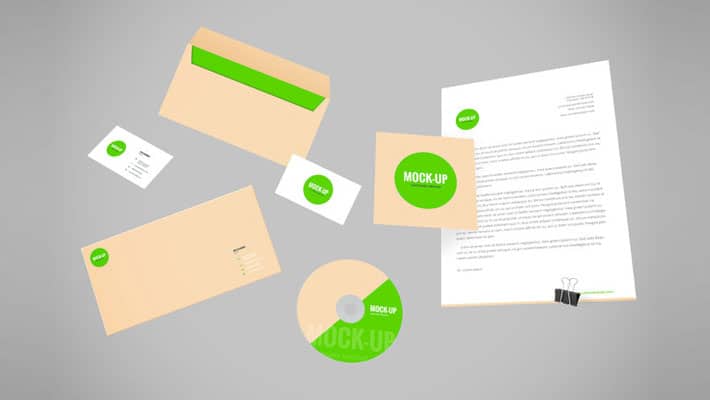 Flying Stationery PSD Mockup