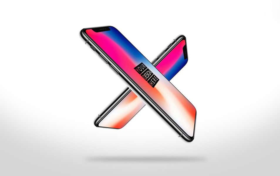 Flying iPhone X Free PSD Mockup