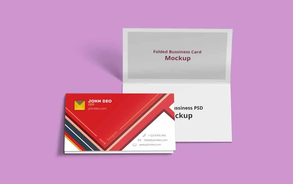 Folded Business Card PSD Mockup