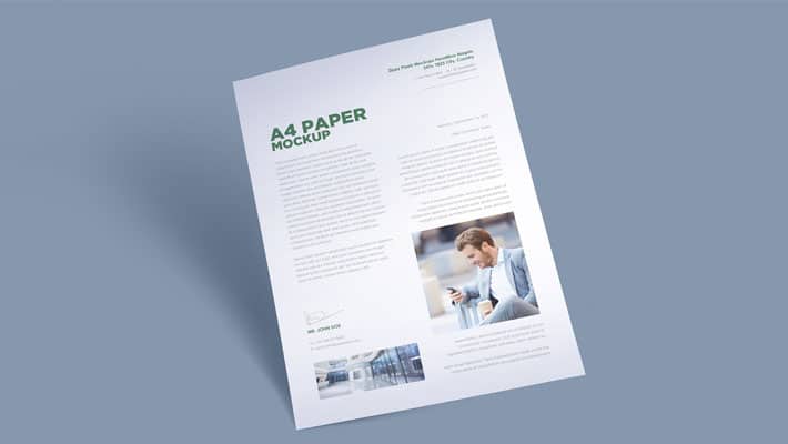 Free A4 Paper Mockup