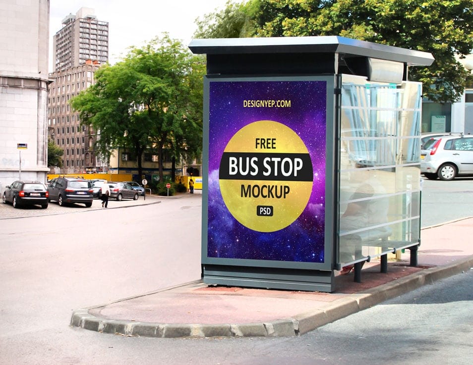 Free Bus Stop Mockup PSD