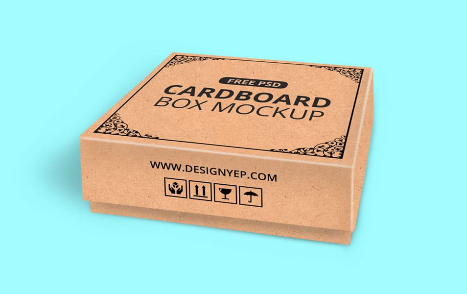 Free Cardboard Box Mockup PSD