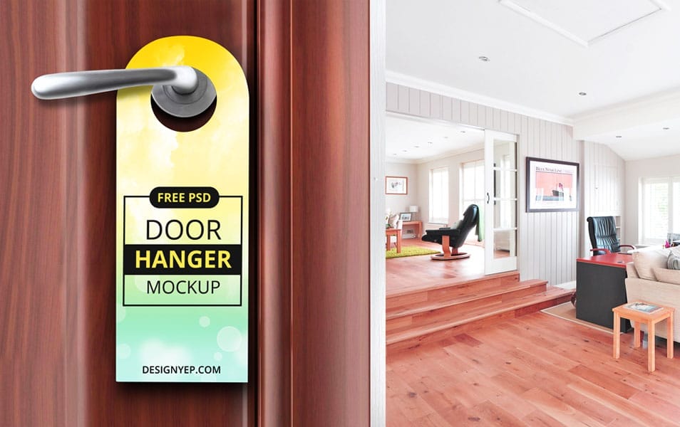 Free Door Hanger Mockup PSD