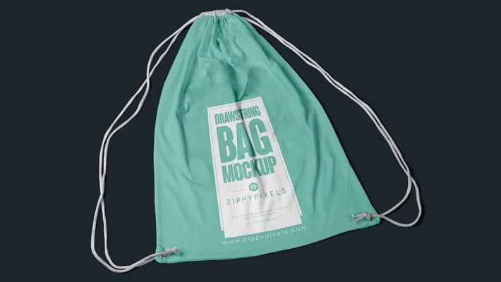 Free Fabric Drawstring Backpack Mockup