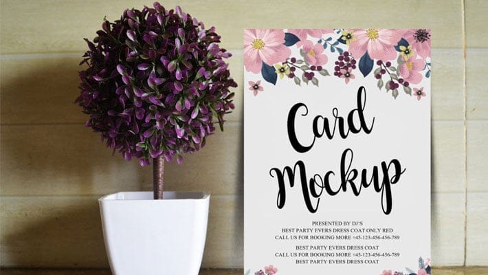 Free Floral Wedding Card Mockup PSD