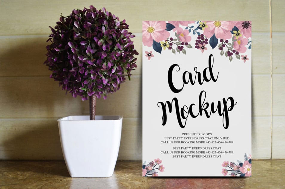 Free Floral Wedding Card Mockup PSD