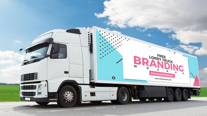 Free Lorry Truck Branding Mockup