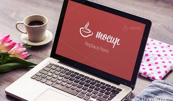 Free Macbook Pro PSD Mockup Flower