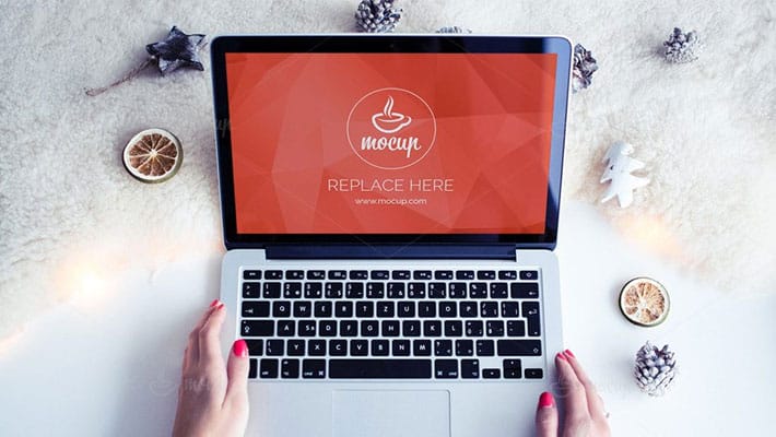 Free Mockup MacBook Pro White Christmas