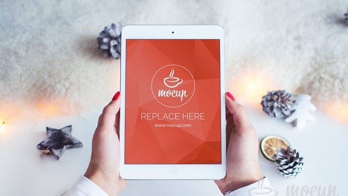 Free Mockup iPad White Christmas